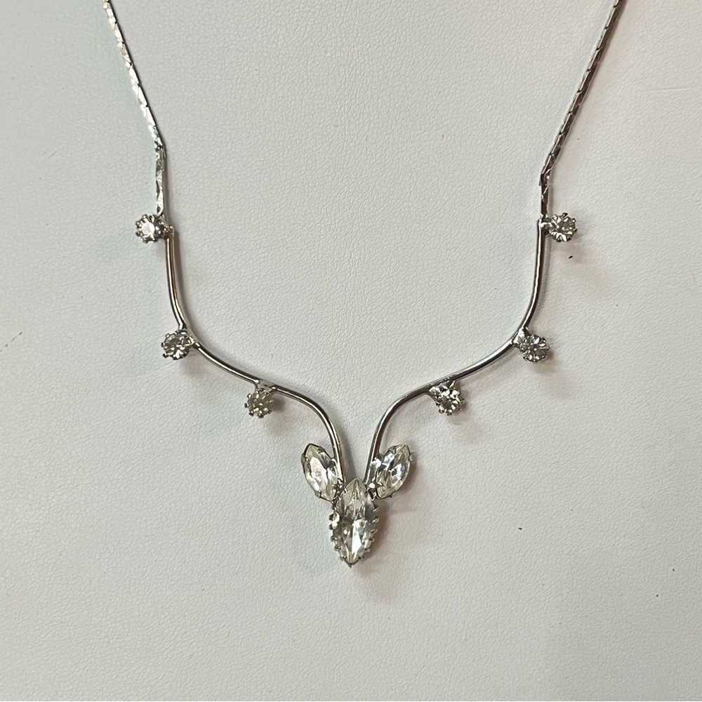 Vintage Rhinestone Clear Wedding Bridal Necklace
